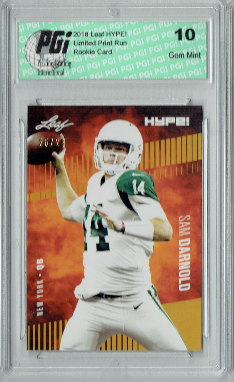 Sam Darnold Rookie Card New York PGI 10 Gem Mint Football Trading Card 2018 Leaf HYPE! #4A Gold SP, Only 25 Made