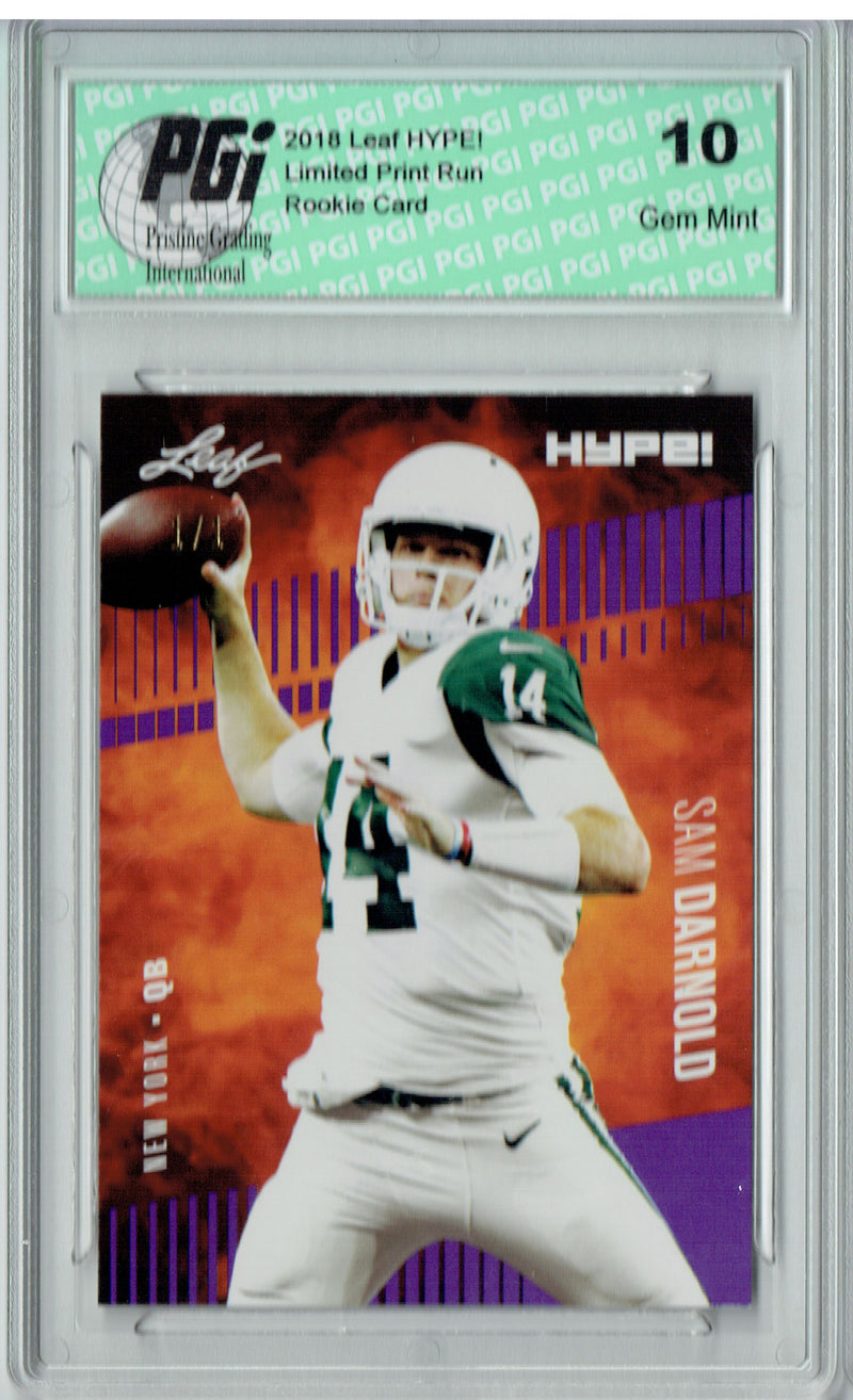 Sam Darnold Rookie Card New York PGI 10 Gem Mint Football Trading Card 2018 Leaf HYPE! #4A Purple Blank Back 1 of 1