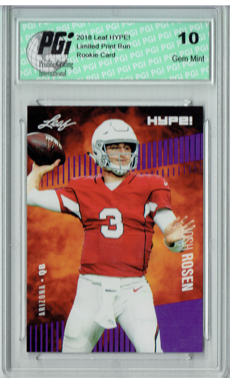 Josh Rosen Rookie Card Arizona PGI 10 Gem Mint Football Trading Card 2018 Leaf HYPE! #6A Purple Blank Back 1 of 1