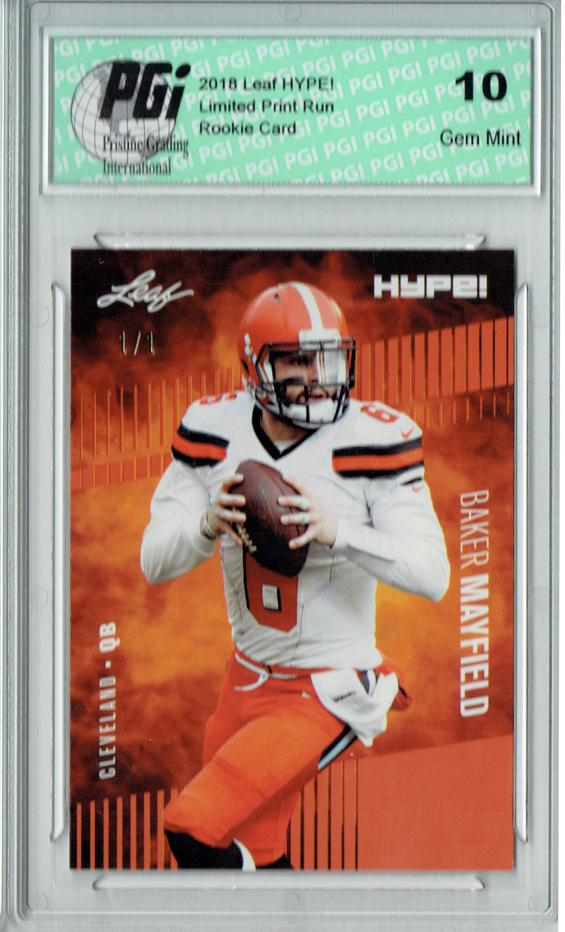 Baker Mayfield Rookie Card Cleveland PGI 10 Gem Mint Football Trading Card 2018 Leaf HYPE! #3A Orange Blank Back 1 of 1