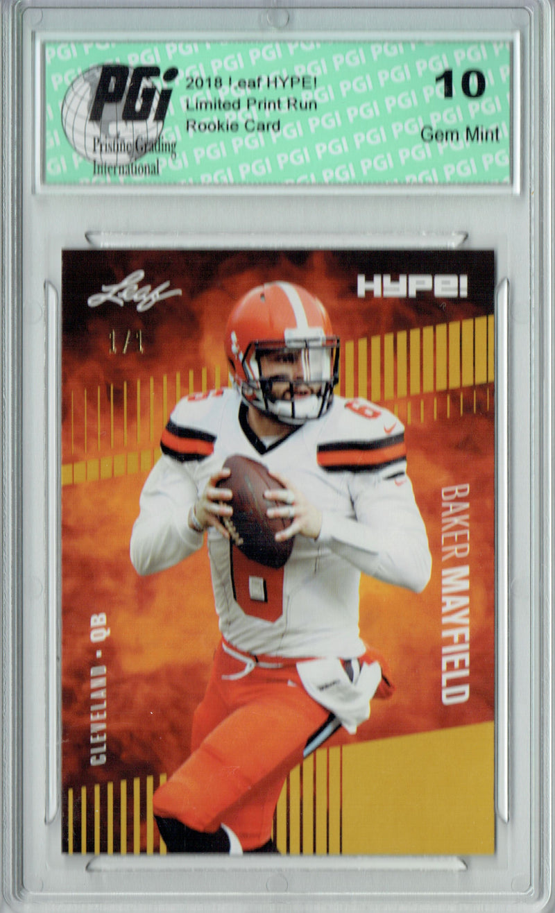Baker Mayfield Rookie Card Cleveland PGI 10 Gem Mint Football Trading Card 2018 Leaf HYPE! #3A Gold Blank Back 1 of 1