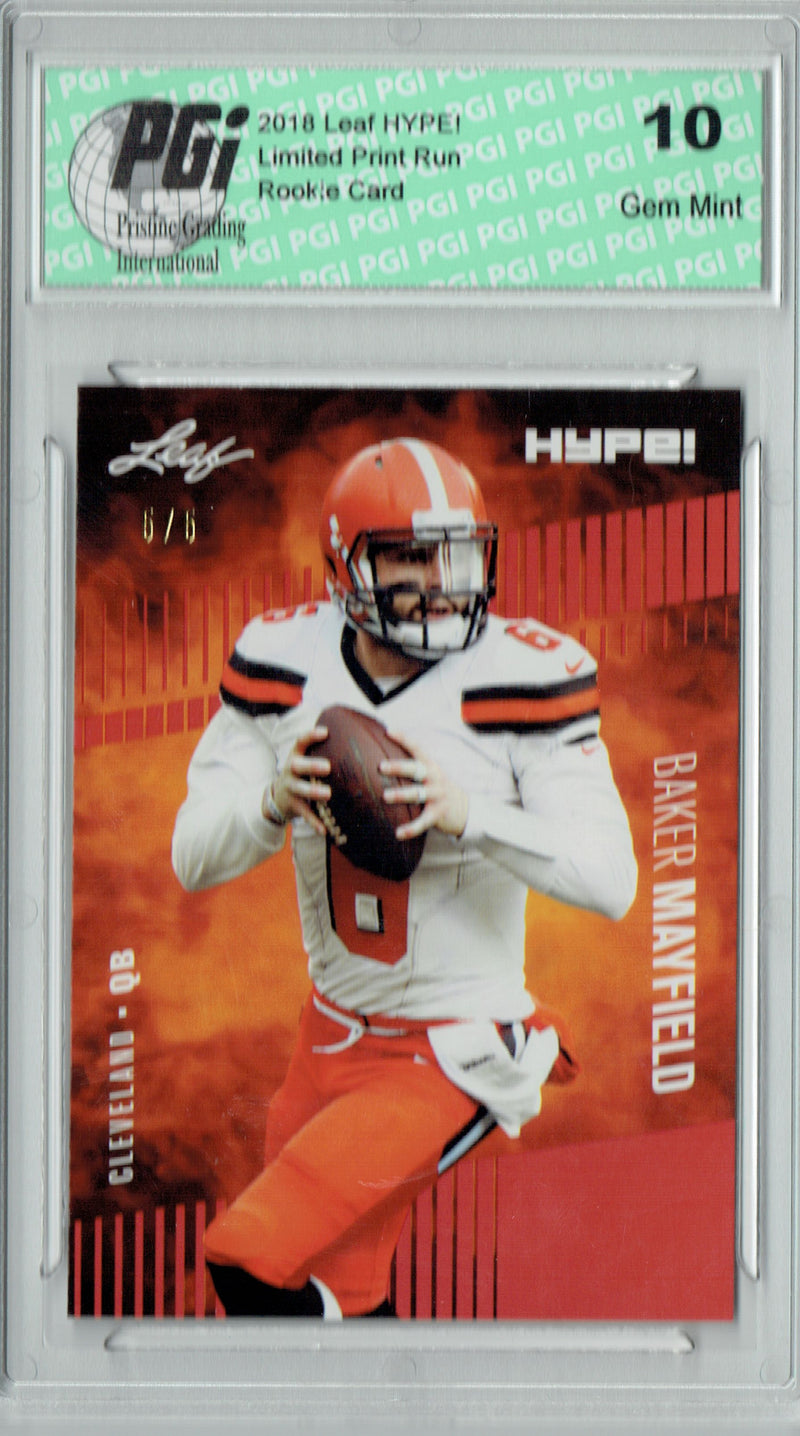 Baker Mayfield Rookie Card Cleveland PGI 10 Gem Mint Football Trading Card 2018 Leaf HYPE! #3A Red SP, Limited to 5 Made