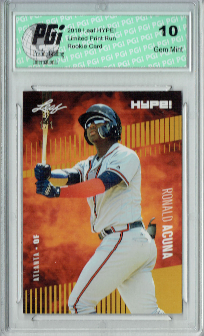 Ronald Acuna 2018 Leaf HYPE #1A Gold Blank Back 1 of 1 Rookie Card PGI 10