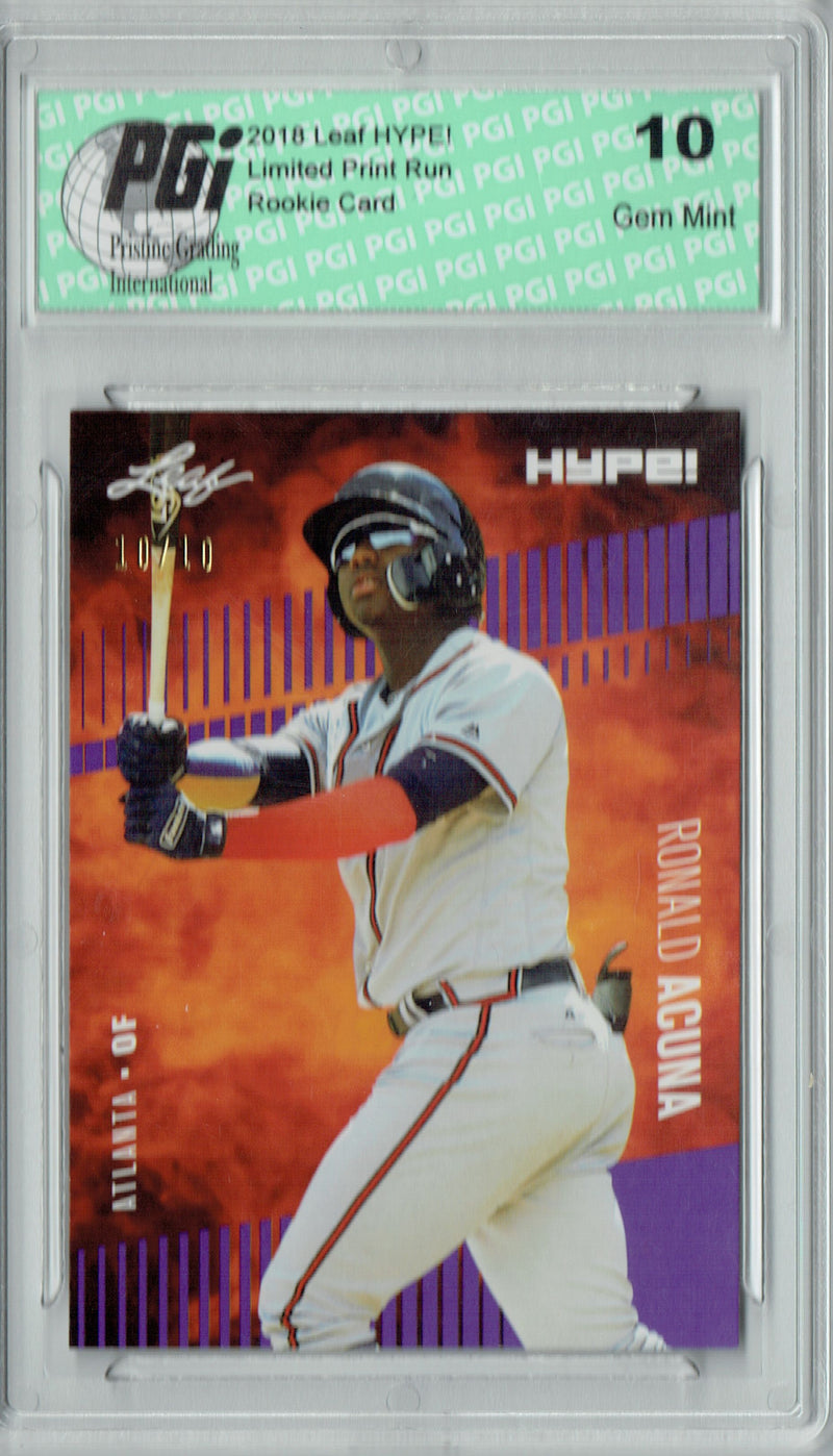 Ronald Acuna 2018 Leaf HYPE #1A Purple SP, Just 10 Made Rookie Card PGI 10