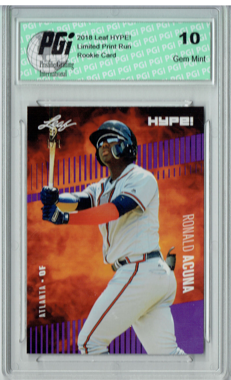 Ronald Acuna 2018 Leaf HYPE #1A Purple Blank Back 1 of 1 Rookie Card PGI 10