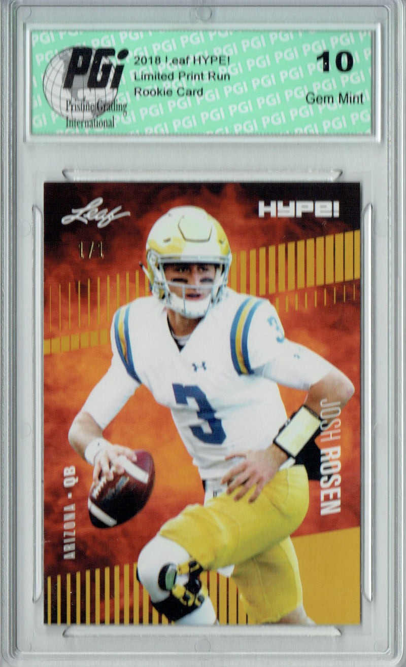 Josh Rosen Rookie Card Arizona PGI 10 Gem Mint Football Trading Card 2018 Leaf HYPE! #6 Gold Blank Back 1 of 1