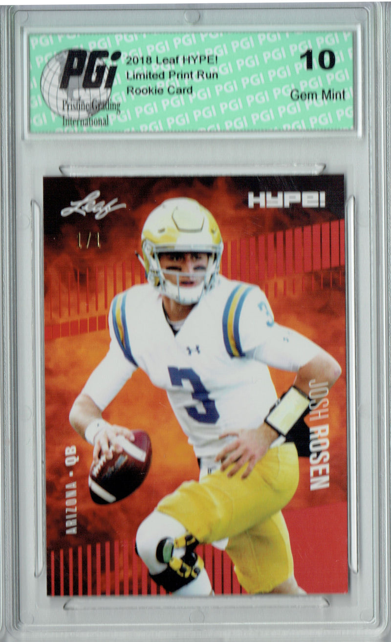Josh Rosen Rookie Card Arizona PGI 10 Gem Mint Football Trading Card 2018 Leaf HYPE! #6 Red Blank Back 1 of 1