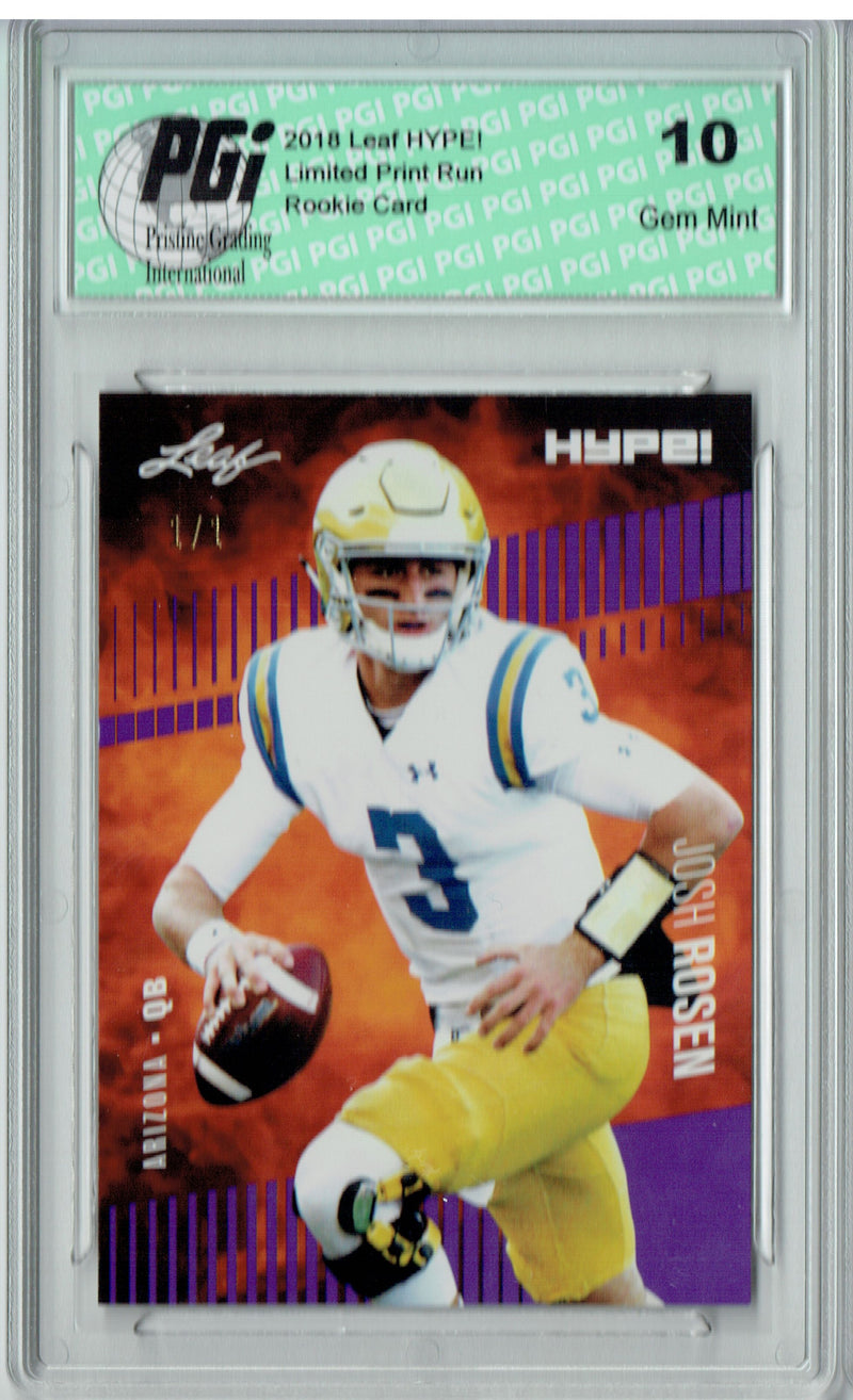 Josh Rosen Rookie Card Arizona PGI 10 Gem Mint Football Trading Card 2018 Leaf HYPE! #6 Purple Blank Back 1 of 1