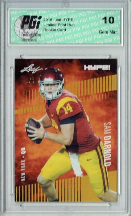 Sam Darnold 2018 Leaf HYPE! #4 Gold Blank Back 1 of 1 Rookie Card PGI 10