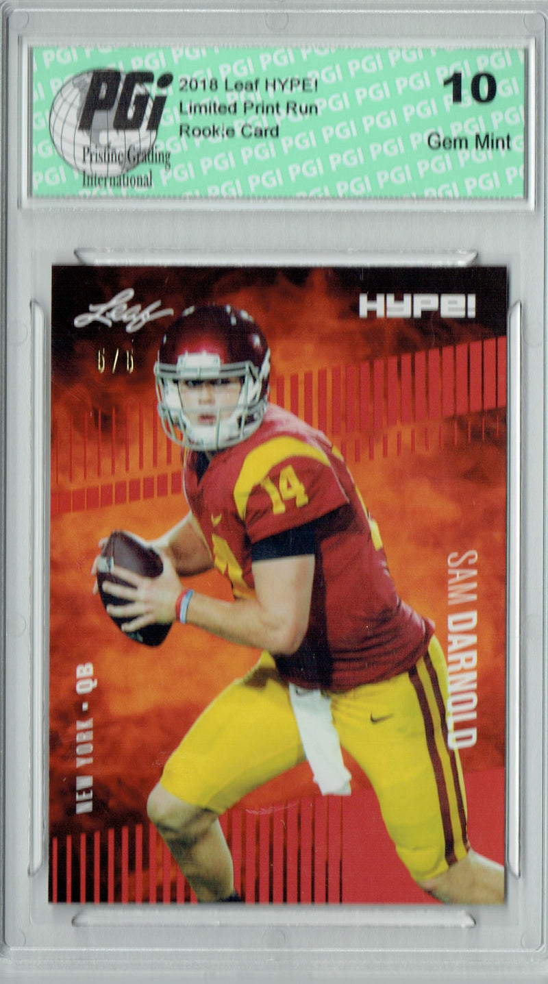 Sam Darnold Rookie Card New York PGI 10 Gem Mint Football Trading Card 2018 Leaf HYPE! #4 Red SP, Limited to 5 Made