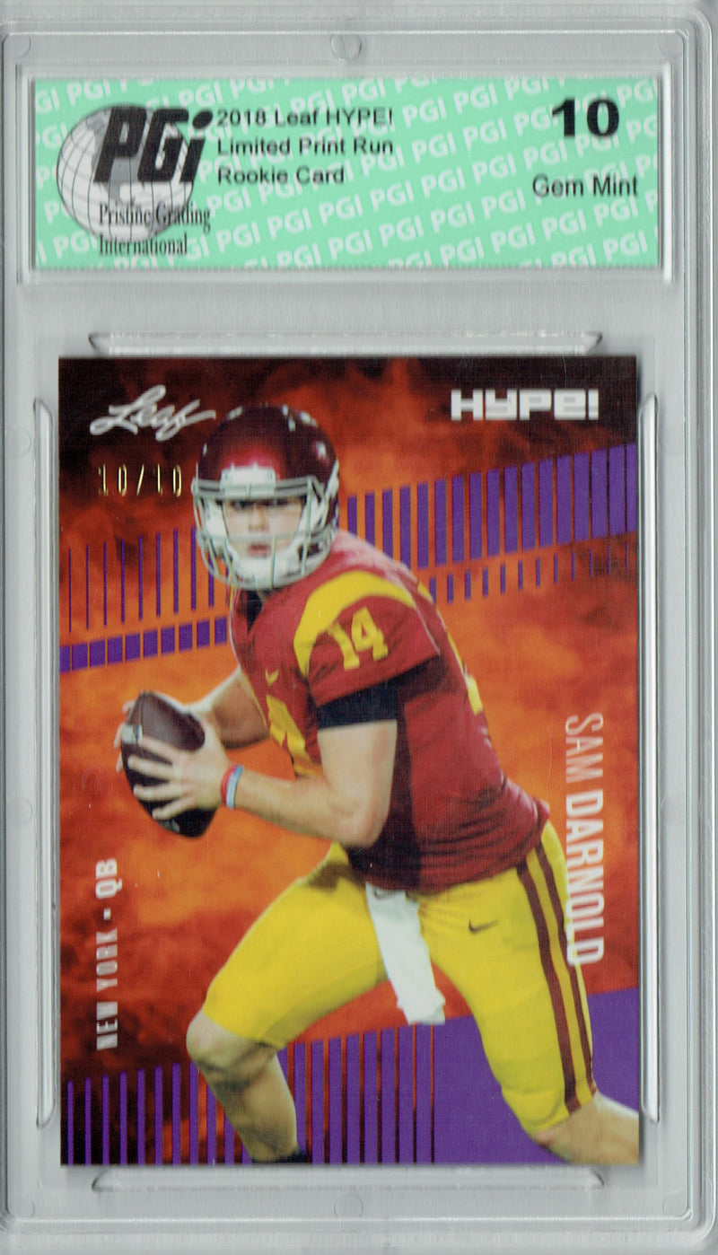 Sam Darnold Rookie Card New York PGI 10 Gem Mint Football Trading Card 2018 Leaf HYPE! #4 Purple SP, Just 10 Made