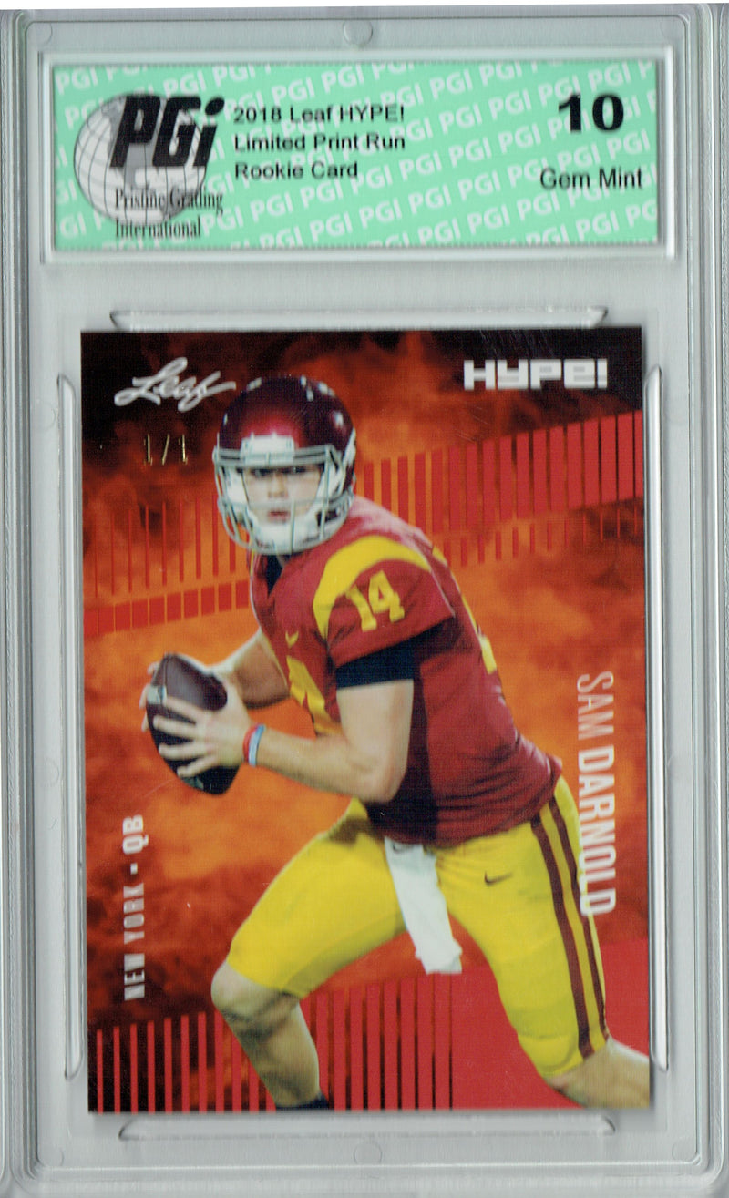 Sam Darnold Rookie Card New York PGI 10 Gem Mint Football Trading Card 2018 Leaf HYPE! #4 Red Blank Back 1 of 1