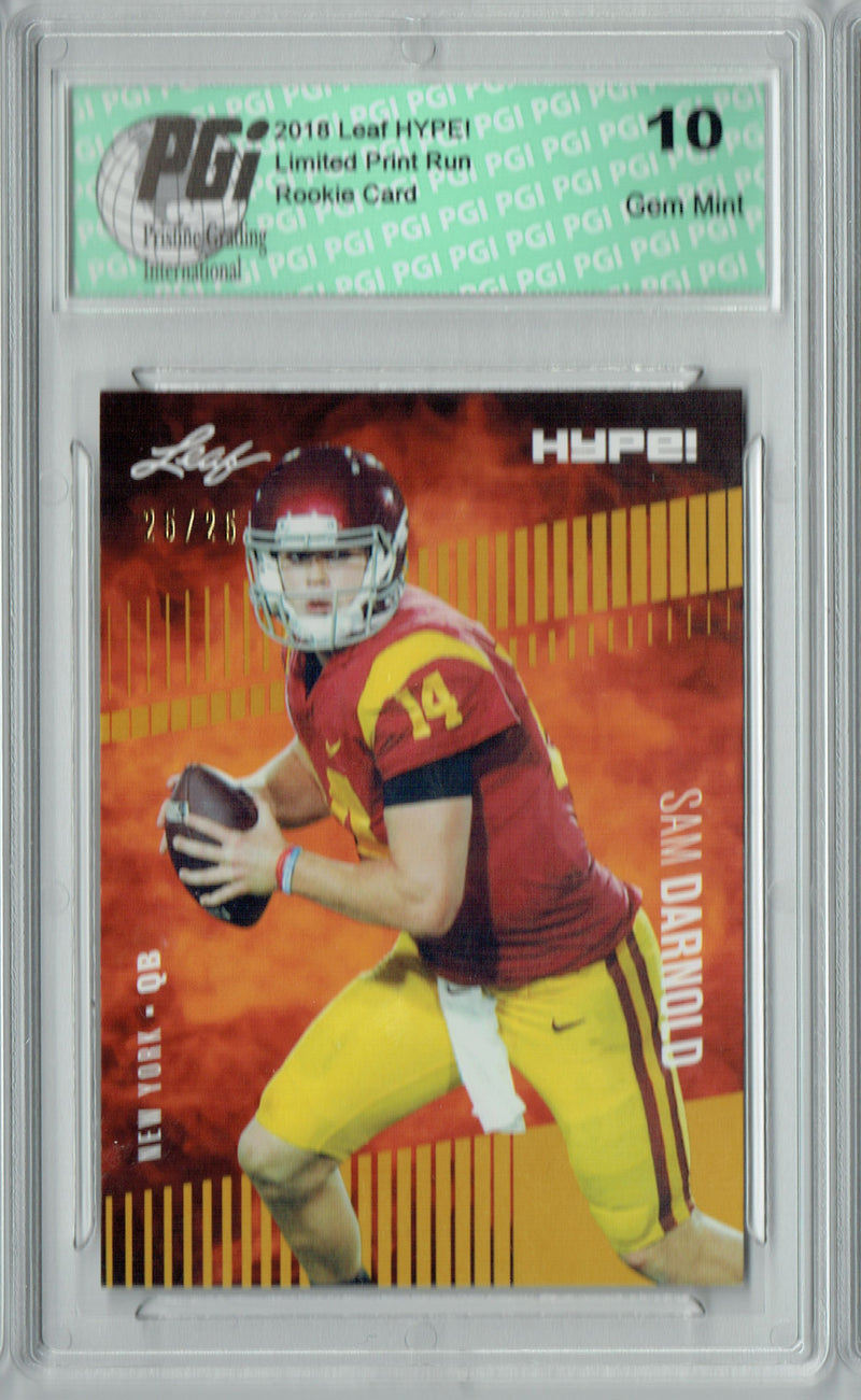 Sam Darnold Rookie Card New York PGI 10 Gem Mint Football Trading Card 2018 Leaf HYPE! #4 Gold SP, Only 25 Made