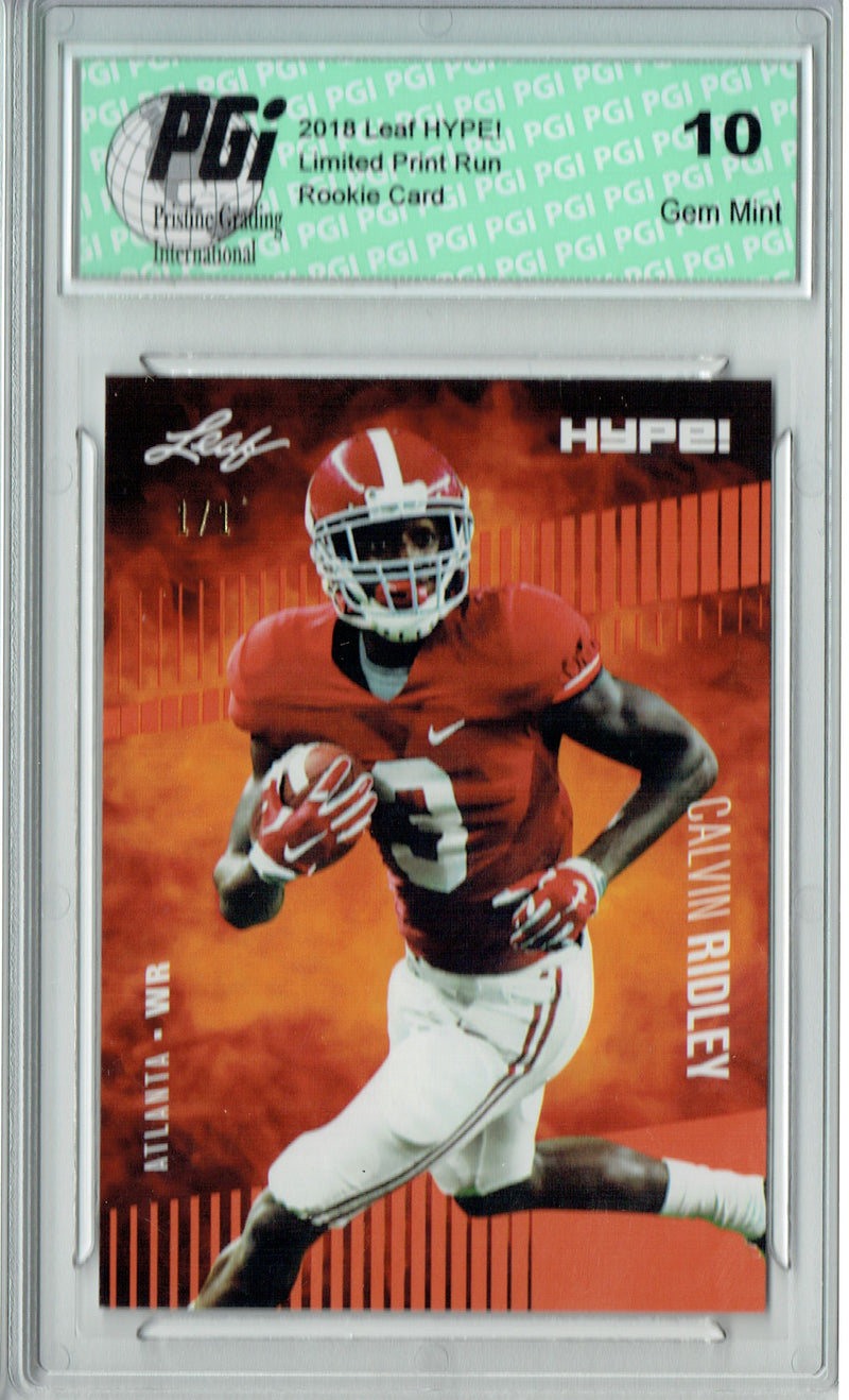 Calvin Ridley Rookie Card Atlanta PGI 10 Gem Mint Football Trading Card 2018 Leaf HYPE! #8 Orange Blank Back 1 of 1