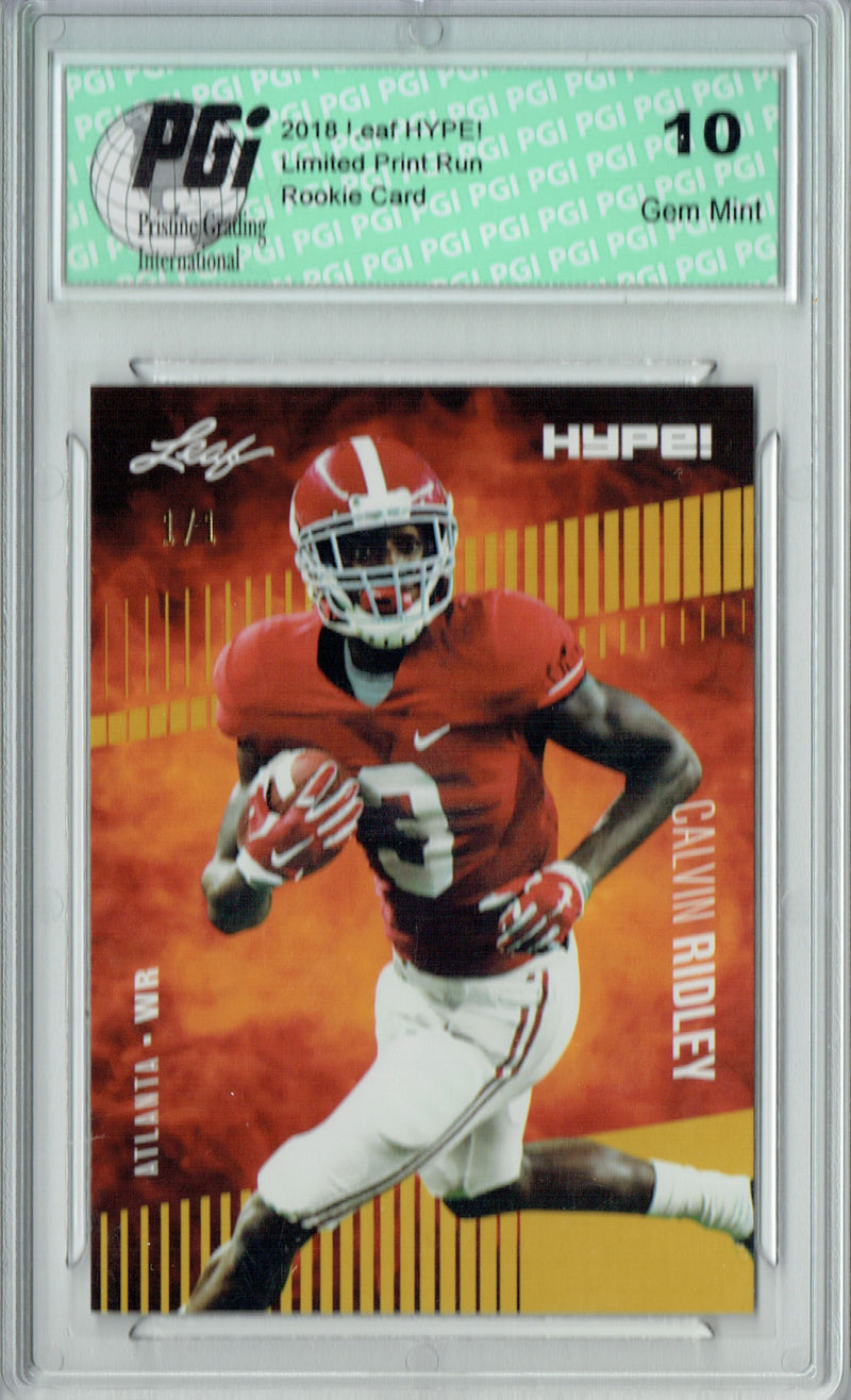 Calvin Ridley Rookie Card Atlanta PGI 10 Gem Mint Football Trading Card 2018 Leaf HYPE! #8 Gold Blank Back 1 of 1