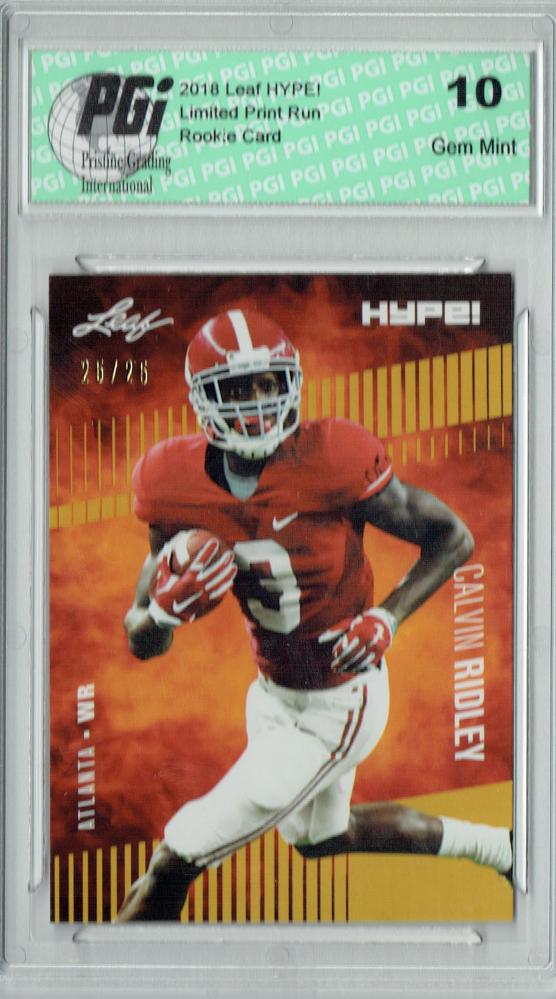 Calvin Ridley Rookie Card Atlanta PGI 10 Gem Mint Football Trading Card 2018 Leaf HYPE! #8 Gold SP, Only 25 Made