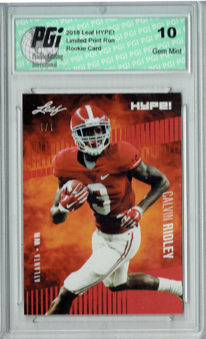 Calvin Ridley 2018 Leaf HYPE! #8 Red Blank Back 1 of 1 Rookie Card PGI 10