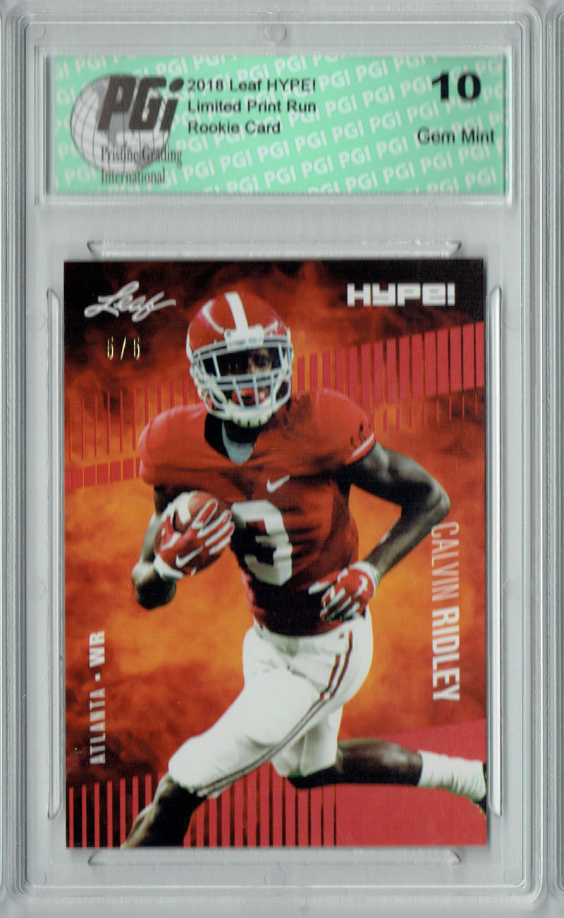 Calvin Ridley Rookie Card Atlanta PGI 10 Gem Mint Football Trading Card 2018 Leaf HYPE! #8 Red SP, Limited to 5 Made