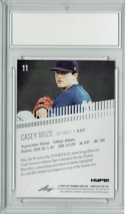 Casey Mize 2018 Leaf HYPE! #11 Masterpiece True 1 of 1 Rookie Card PGI 10