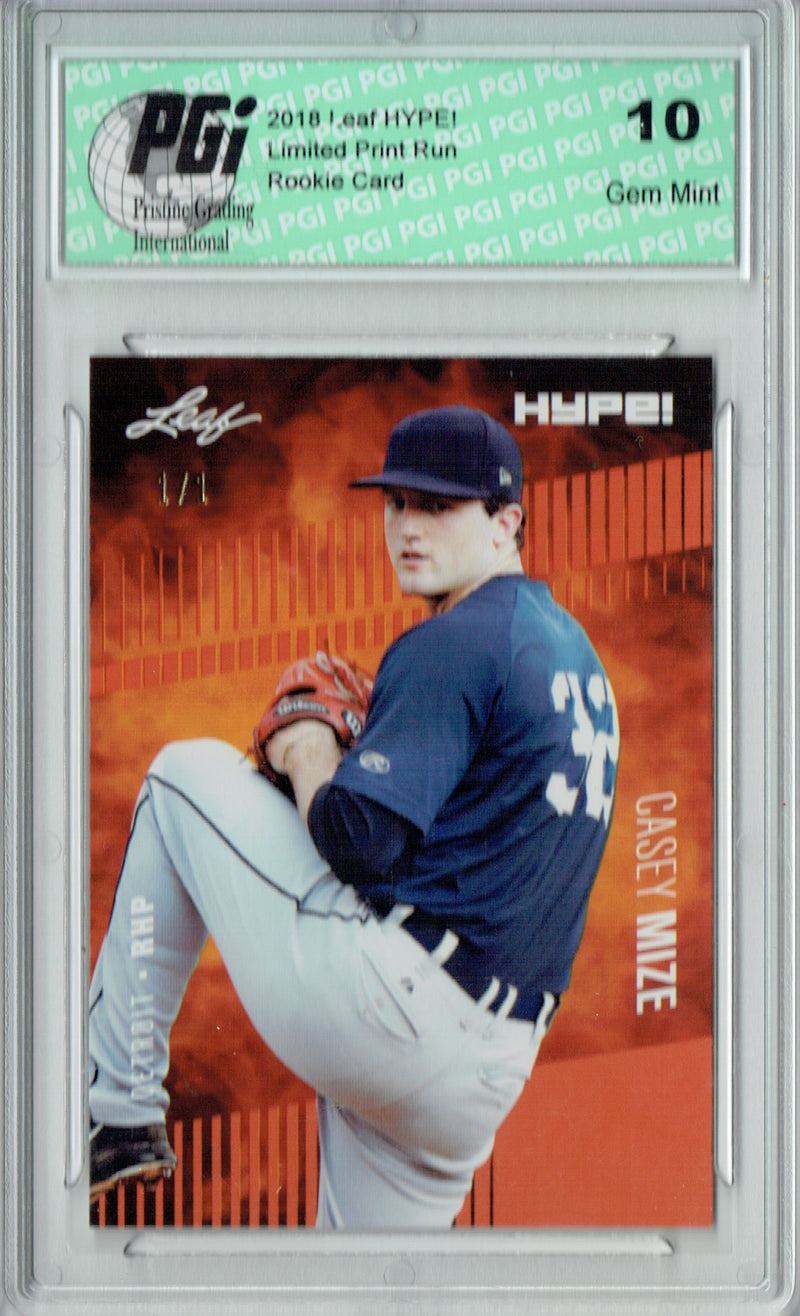 Casey Mize 2018 Leaf HYPE #11 Orange Blank Back 1 of 1 Rookie Card PGI 10