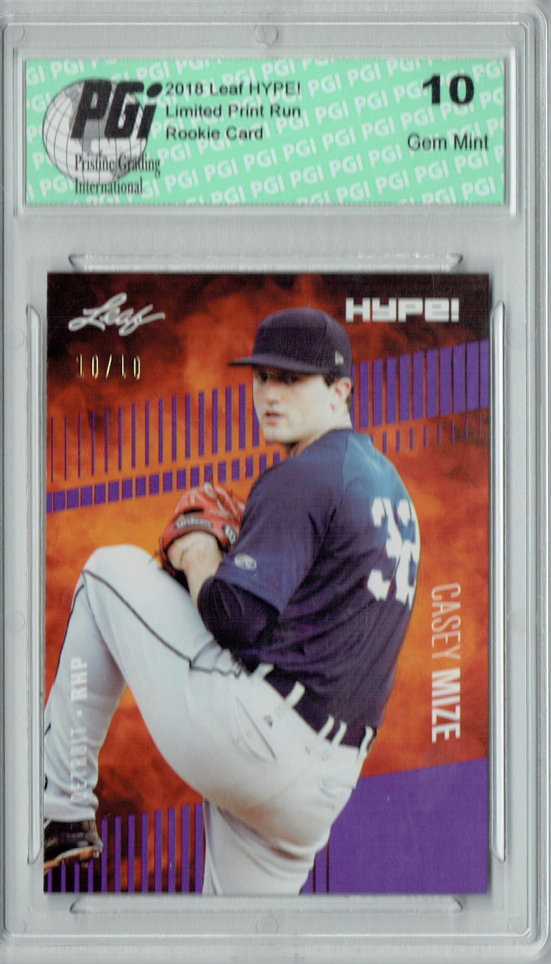 Casey Mize 2018 Leaf HYPE #11 Purple SP, Just 10 Made Rookie Card PGI 10