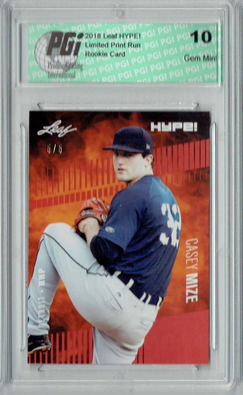 Casey Mize 2018 Leaf HYPE #11 Red SP, Limited to 5 Made Rookie Card PGI 10