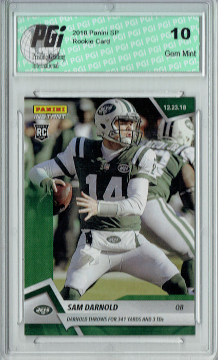 Sam Darnold 2018 Panini Instant #198 Green SP, 10 Made Rookie Card PGI 10