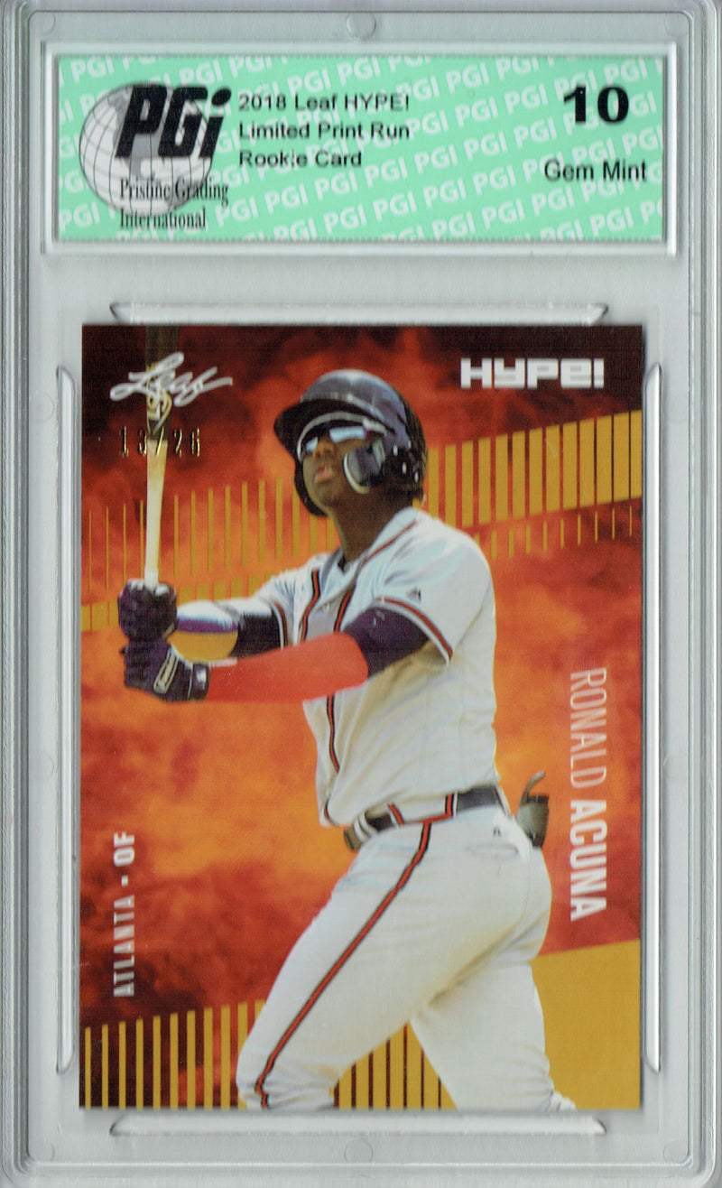 Ronald Acuna 2018 Leaf HYPE #1A Jersey #13 of 25 Rookie Card PGI 10