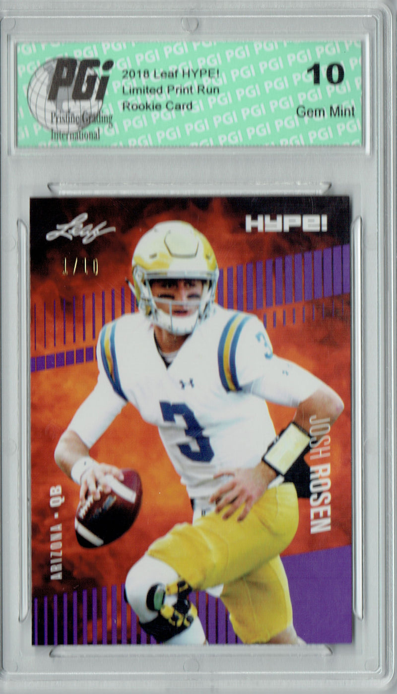 Josh Rosen Rookie Card Arizona PGI 10 Gem Mint Football Trading Card 2018 Leaf HYPE! #6 The #1 of 10