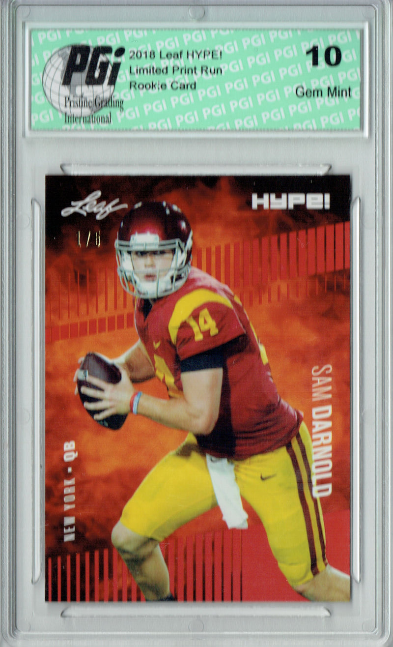 Sam Darnold Rookie Card New York PGI 10 Gem Mint Football Trading Card 2018 Leaf HYPE! #4 The #1 of 5