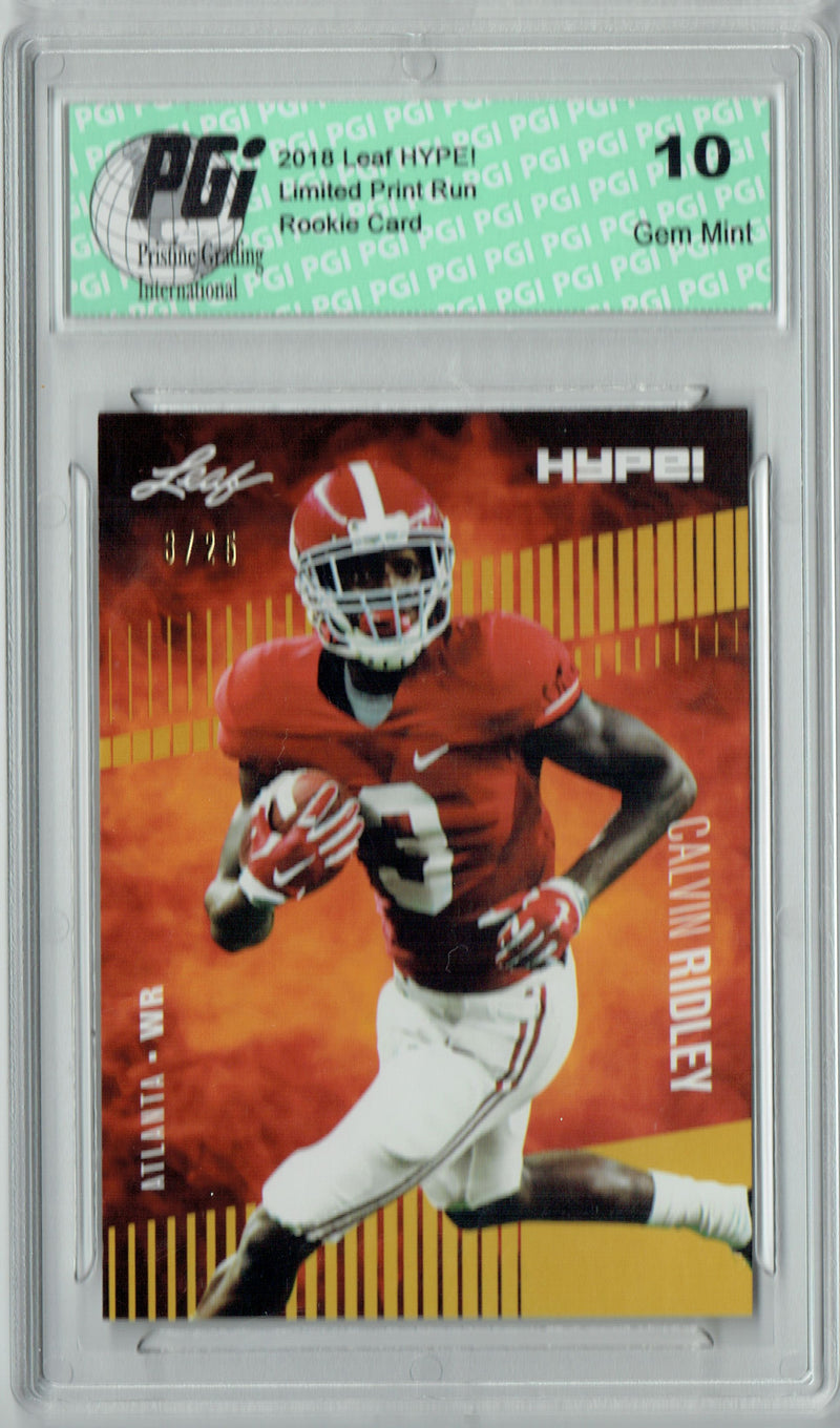 Calvin Ridley Rookie Card Atlanta PGI 10 Gem Mint Football Trading Card 2018 Leaf HYPE! #8 Jersey #3 of 25
