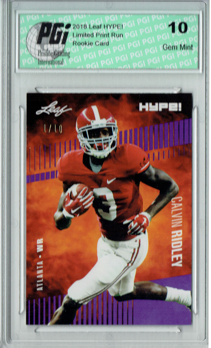 Calvin Ridley Rookie Card Atlanta PGI 10 Gem Mint Football Trading Card 2018 Leaf HYPE! #8 The 1 of 10