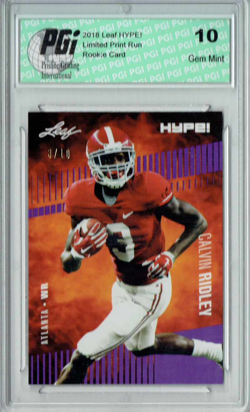 Calvin Ridley Rookie Card Atlanta PGI 10 Gem Mint Football Trading Card 2018 Leaf HYPE! #8 Jersey #3 of 10