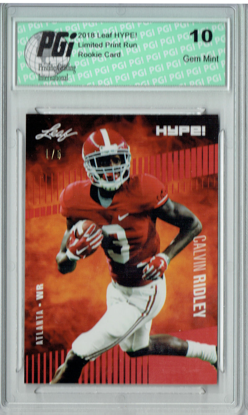 Calvin Ridley Rookie Card Atlanta PGI 10 Gem Mint Football Trading Card 2018 Leaf HYPE! #8 The 1 of 5