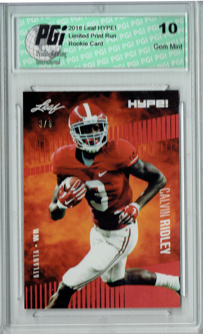 Calvin Ridley Rookie Card Atlanta PGI 10 Gem Mint Football Trading Card 2018 Leaf HYPE! #8 Jersey #3 of 5