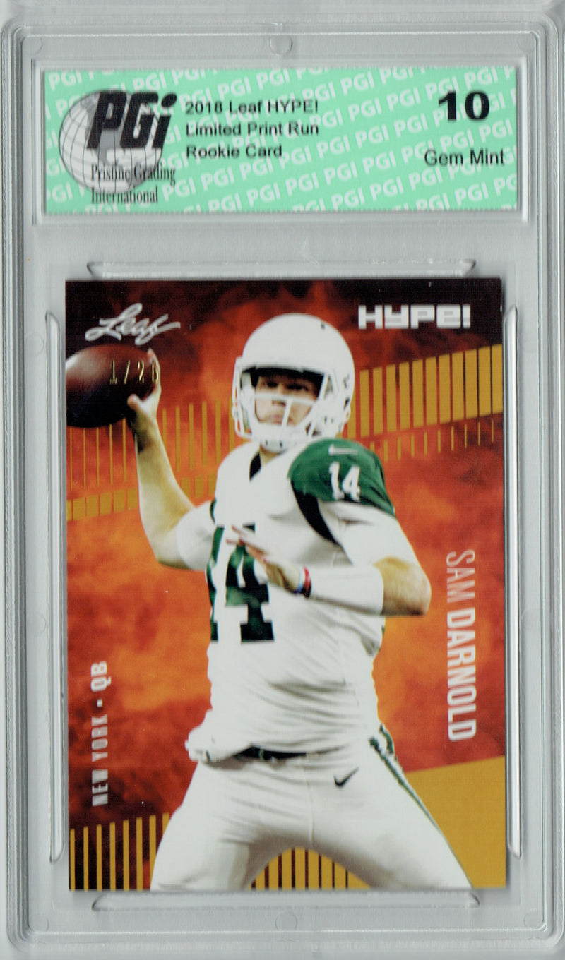 Sam Darnold Rookie Card New York PGI 10 Gem Mint Football Trading Card 2018 Leaf HYPE! #4A The #1 of 25