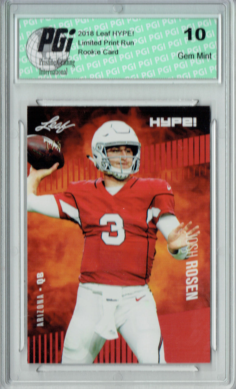Josh Rosen Rookie Card Arizona PGI 10 Gem Mint Football Trading Card 2018 Leaf HYPE! #6A The #1 of 5