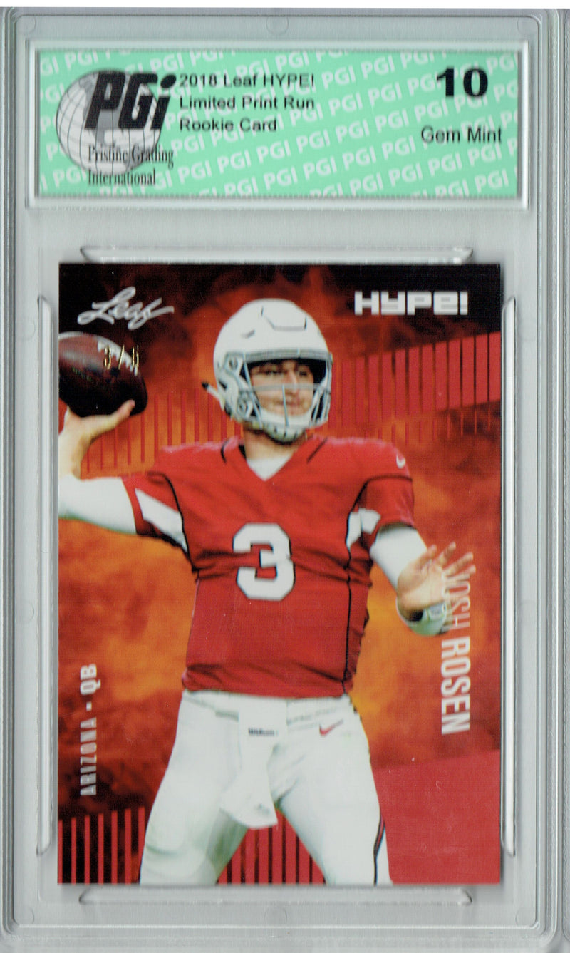 Josh Rosen Rookie Card Arizona PGI 10 Gem Mint Football Trading Card 2018 Leaf HYPE! #6A Jersey #3/5
