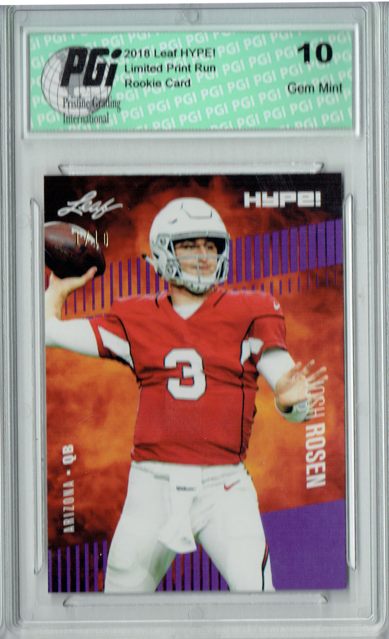 Josh Rosen Rookie Card Arizona PGI 10 Gem Mint Football Trading Card 2018 Leaf HYPE! #6A The #1 of 10