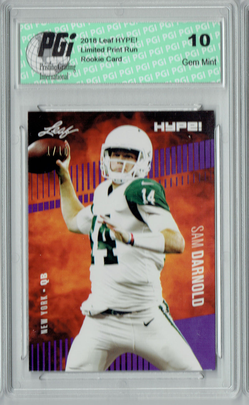 Sam Darnold Rookie Card New York PGI 10 Gem Mint Football Trading Card 2018 Leaf HYPE! #4A The #1 of 10