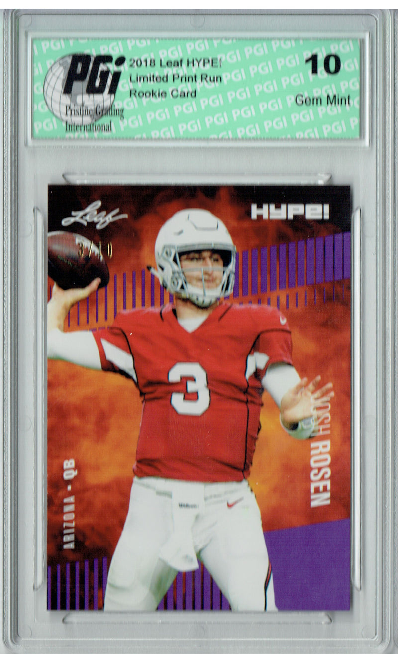 Josh Rosen Rookie Card Arizona PGI 10 Gem Mint Football Trading Card 2018 Leaf HYPE! #6A Jersey #3/10