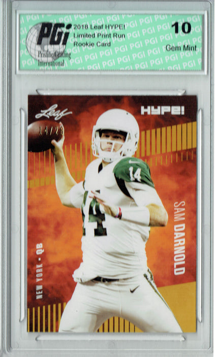 Sam Darnold 2018 Leaf HYPE! #4A Jersey #14/25 Rookie Card PGI 10