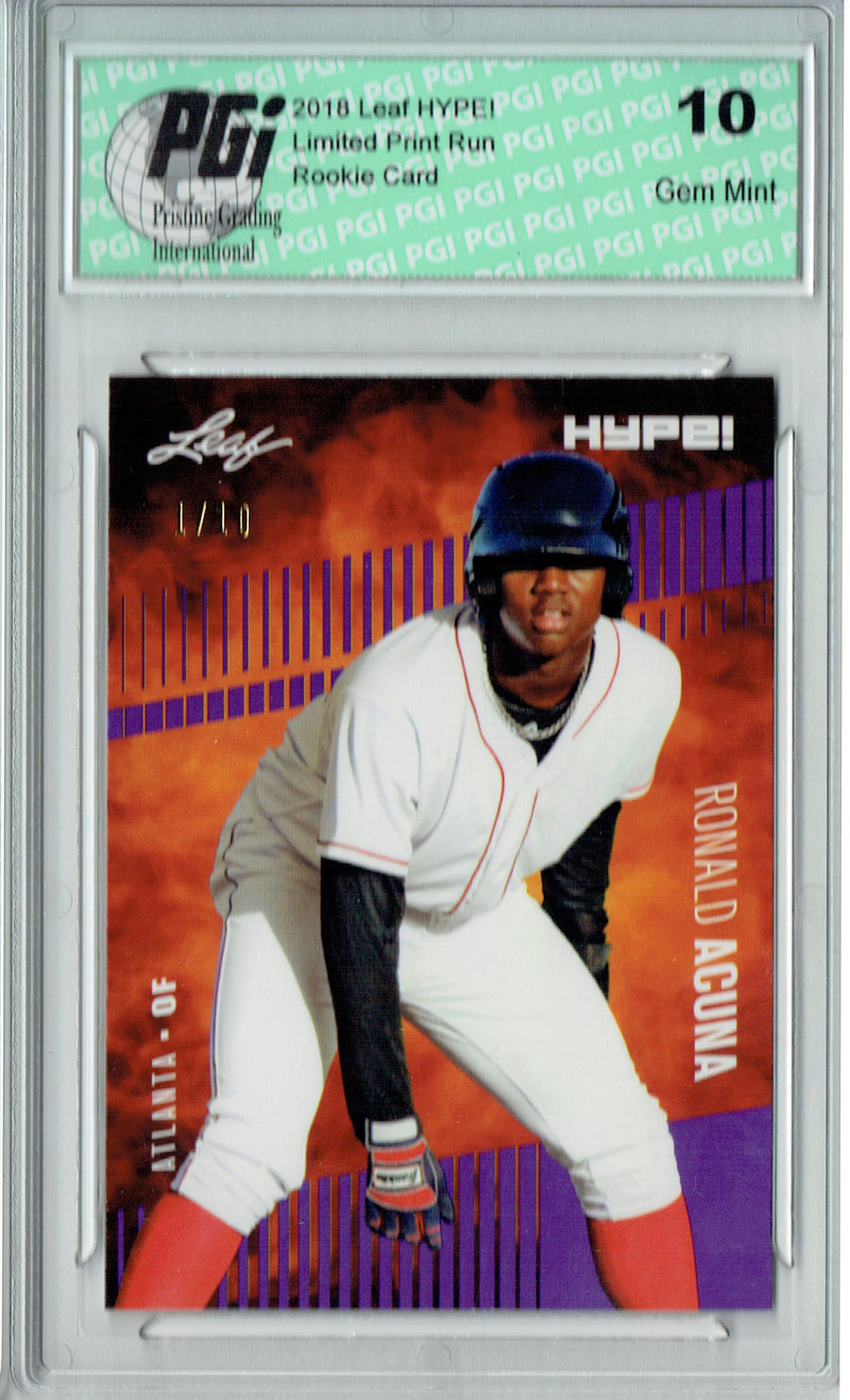 Ronald Acuna 2018 Leaf HYPE #1 The #1 of 10 Rookie Card PGI 10