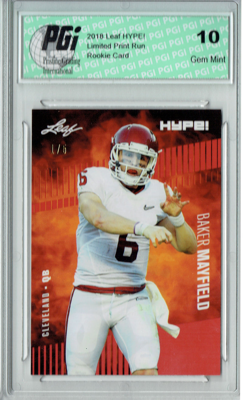 Baker Mayfield Rookie Card Cleveland PGI 10 Gem Mint Football Trading Card 2018 Leaf HYPE! #3 The #1 of 5