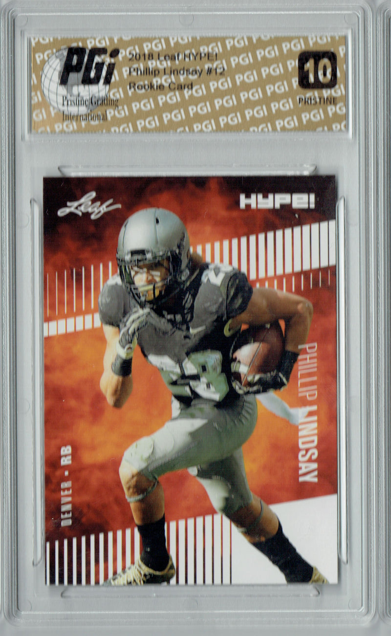 Phillip Lindsay Rookie Card Denver PGI 10 Gem Mint Football Trading Card 2018 Leaf HYPE! #12 PRISTINE 10 GEM MINT