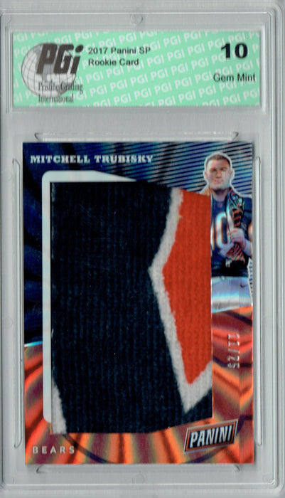 Mitch Trubisky 2017 Panini #4 Towel, #11/25 Made Rookie Card PGI 10