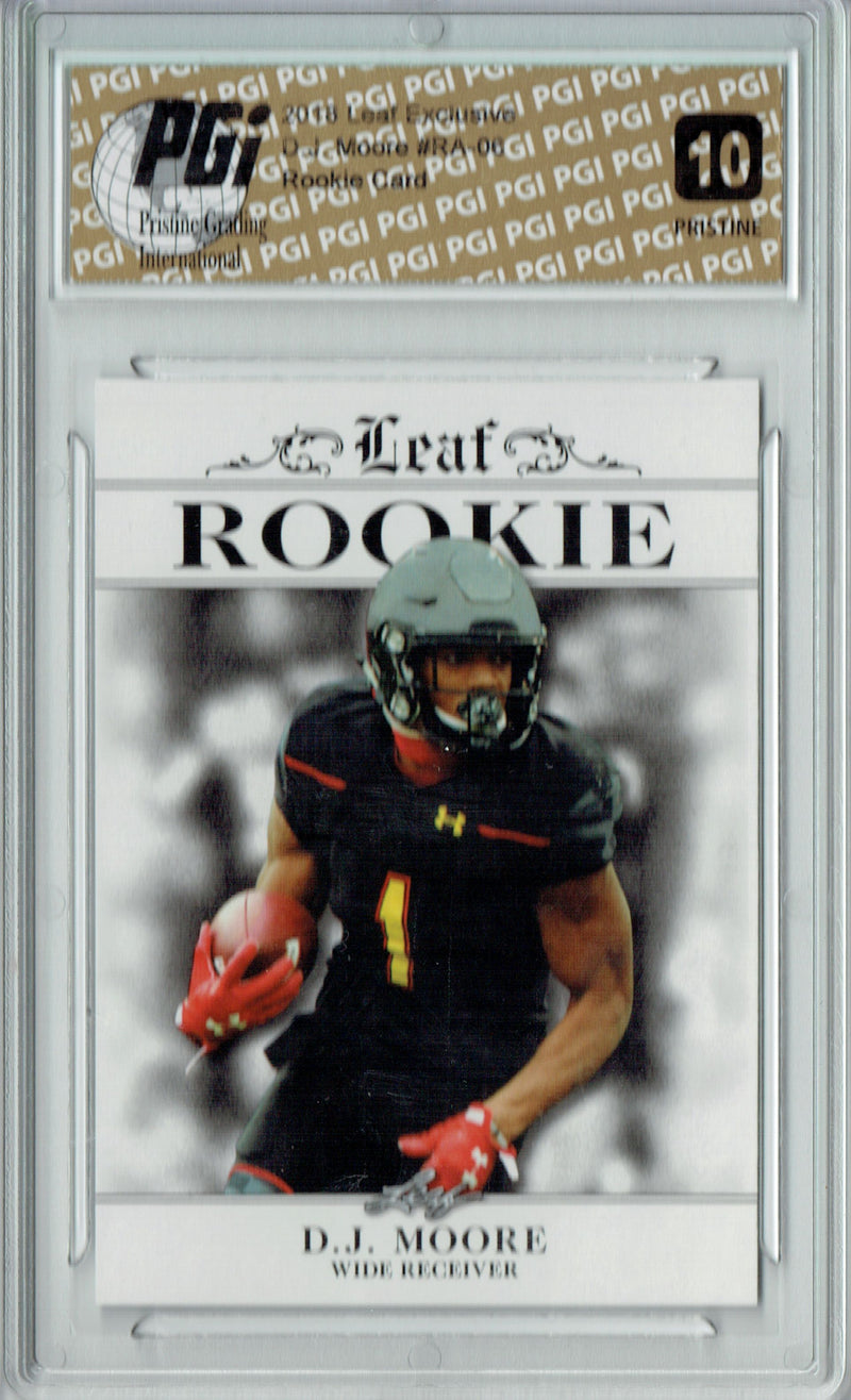 D.J. Moore Rookie Card Carolina PGI 10 Gem Mint Football Trading Card 2018 Leaf Exclusive #RA-06 PRISTINE