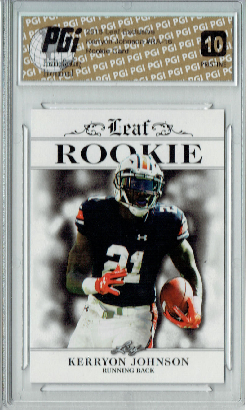 Kerryon Johnson Rookie Card Detroit PGI 10 Gem Mint Football Trading Card 2018 Leaf Exclusive #RA-08 PRISTINE