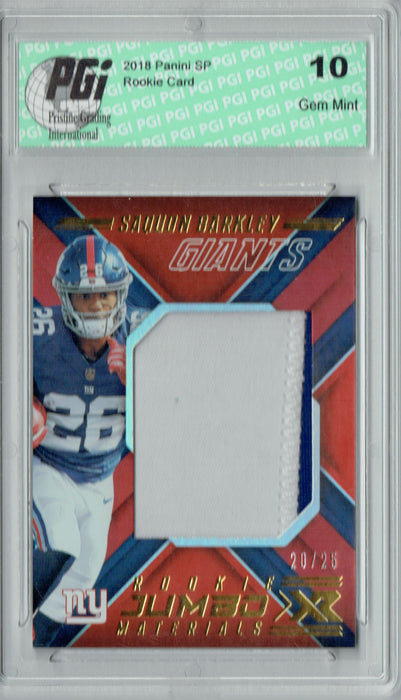 Saquon Barkley 2018 Panini SP #RJM-2 #20/25 Jumbo Patch Rookie Card PGI 10