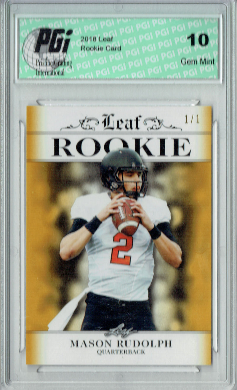 Mason Rudolph Rookie Card Pittsburgh PGI 10 Gem Mint Football Trading Card 2018 Leaf Excl. #RA-09 Gold Blank Back 1/1